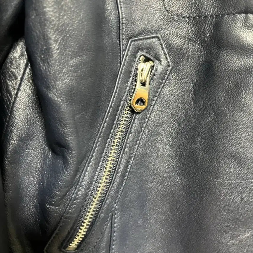 [BUNJANG] Dailyist Navy Lambskin Leather Rider Jacket / 데일리스트 네이비 양가죽 라이더 자켓
