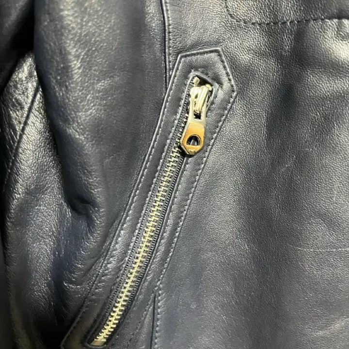 [BUNJANG] Dailyist Navy Lambskin Leather Rider Jacket / 데일리스트 네이비 양가죽 라이더 자켓