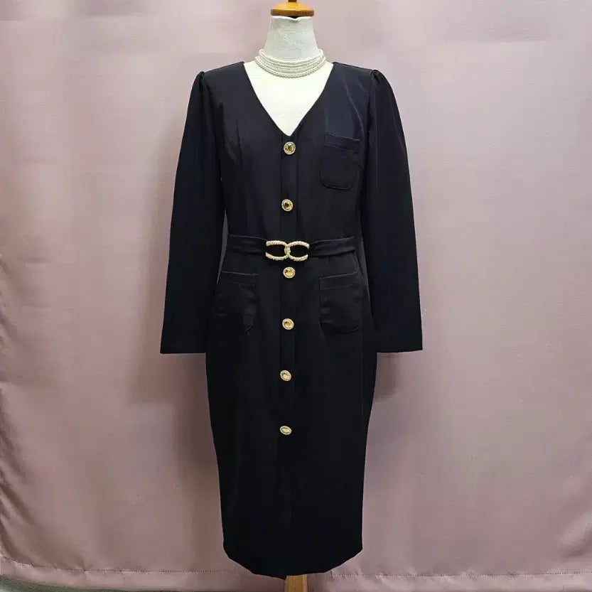 [BUNJANG] PEARL Gold Point Black Dress / PEARL 금장포인트 원피스