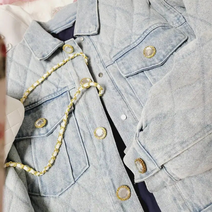 [BUNJANG] Diamond Quilted Denim Jacket / 다이아 퀄팅 데님 자켓 청자켓 수입