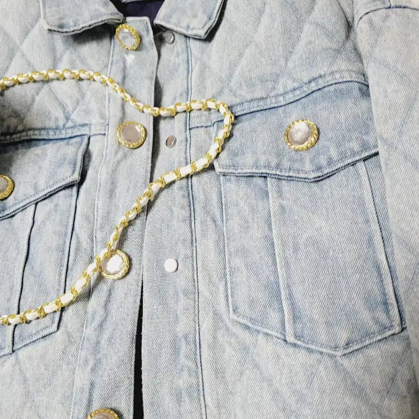 [BUNJANG] Diamond Quilted Denim Jacket / 다이아 퀄팅 데님 자켓 청자켓 수입