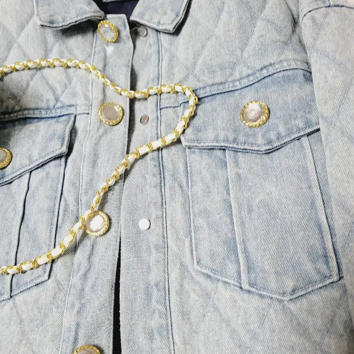 [BUNJANG] Diamond Quilted Denim Jacket / 다이아 퀄팅 데님 자켓 청자켓 수입