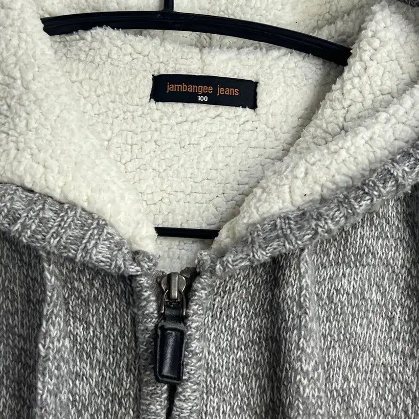 [BUNJANG] Snowflake Pattern Fleece Lined Knit Hooded Zip-up Jacket / 눈꽃패턴 양털안감 니트 후드집업 L