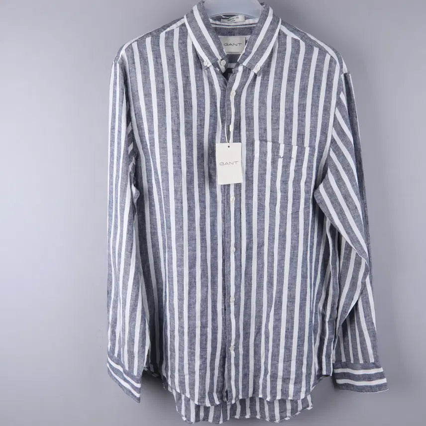 [BUNJANG] Gant Linen Wide Stripe Shirt (L) / 간트 린넨 와이드 스트라이프 셔츠 (L)