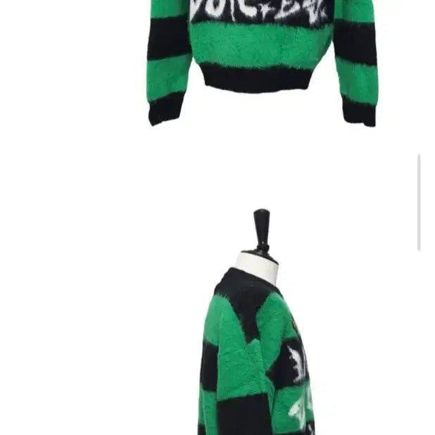 [BUNJANG] ROYNINE Black &amp; Green Patch Knit Sweater / ROYNINE 블랙&amp;그린 단가라 패치 니트  새제품