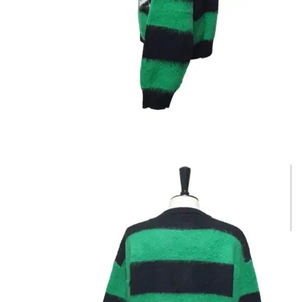 [BUNJANG] ROYNINE Black &amp; Green Patch Knit Sweater / ROYNINE 블랙&amp;그린 단가라 패치 니트  새제품