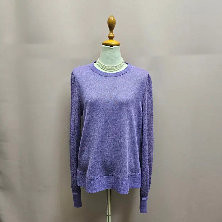 [BUNJANG] KSU Pearl Lavender Mesh Sleeve Knit Sweater / 케이수 펄보라 망사소매 니트