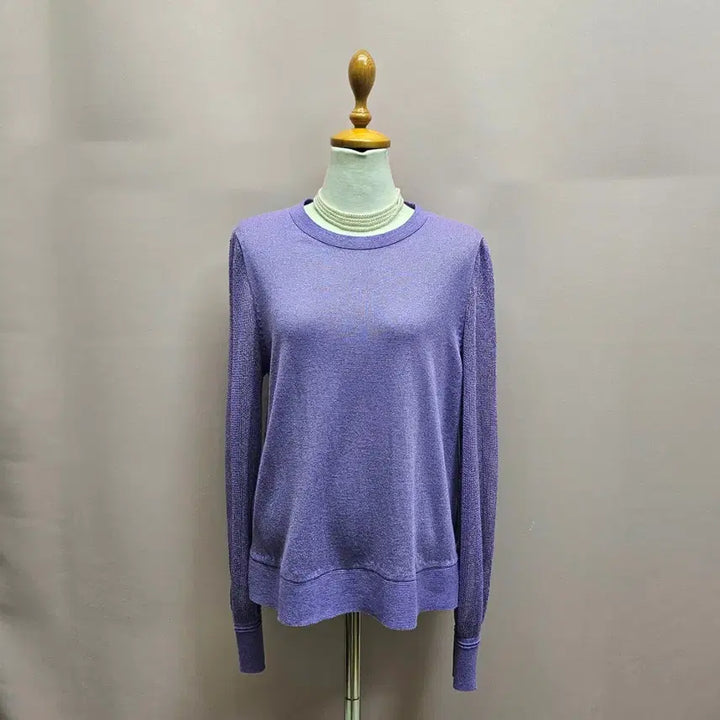 [BUNJANG] KSU Pearl Lavender Mesh Sleeve Knit Sweater / 케이수 펄보라 망사소매 니트