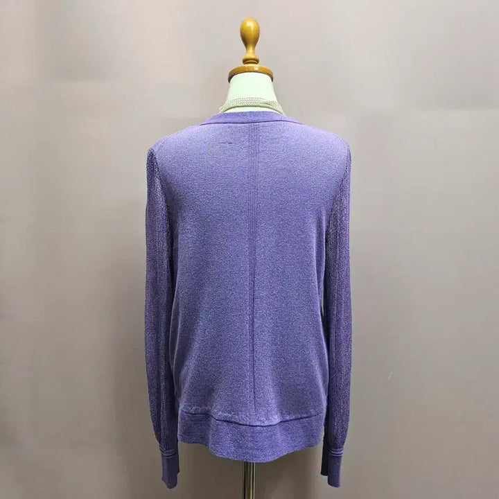 [BUNJANG] KSU Pearl Lavender Mesh Sleeve Knit Sweater / 케이수 펄보라 망사소매 니트
