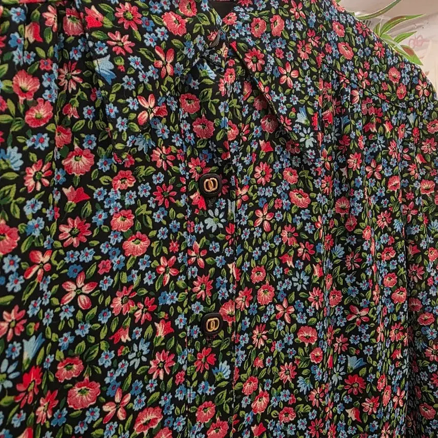 [BUNJANG] Floral Pattern Long Pleated Dress / 플라워 패턴 롱 플리츠 원피스