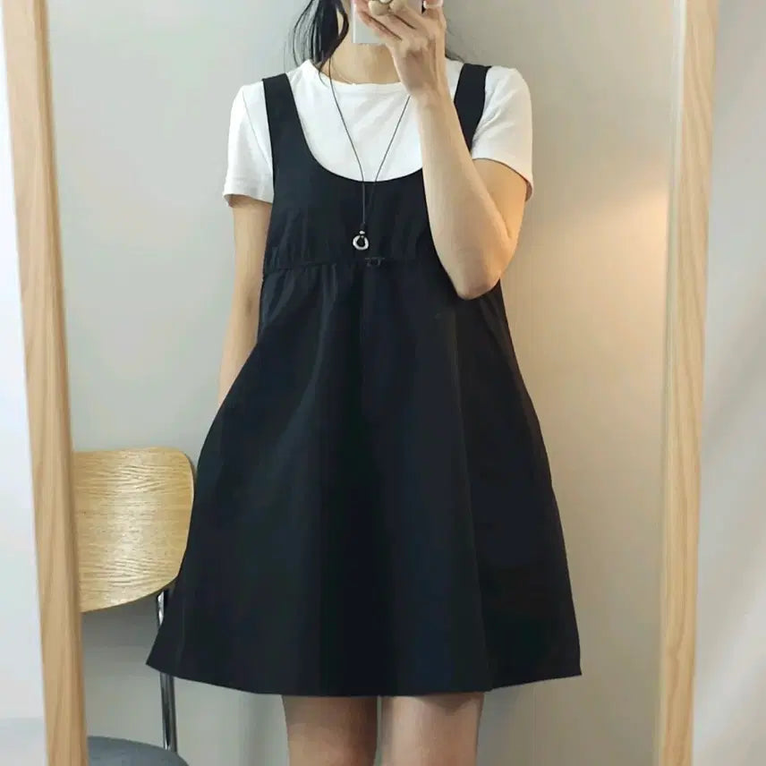 [BUNJANG] Zara Poplin Mini Dress / (M)자라 여성 민소매 포플린 미니 원피스 U넥 블랙 W2623