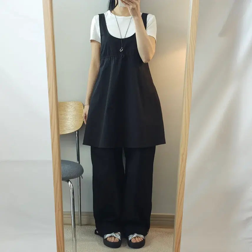 [BUNJANG] Zara Poplin Mini Dress / (M)자라 여성 민소매 포플린 미니 원피스 U넥 블랙 W2623