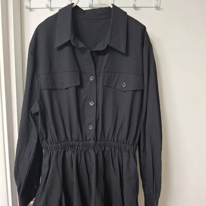 [SOLD OUT] 블랙 셔츠 스타일 롱 원피스55~66
