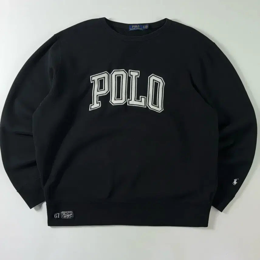 [BUNJANG] Polo Ralph Lauren Cotton Spell-Out Black Sweatshirt / Polo  폴로 랄프로렌 코튼 스펠아웃 블랙 맨투맨