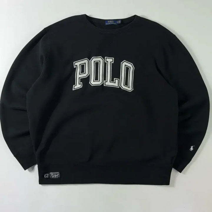 [BUNJANG] Polo Ralph Lauren Cotton Spell-Out Black Sweatshirt / Polo  폴로 랄프로렌 코튼 스펠아웃 블랙 맨투맨