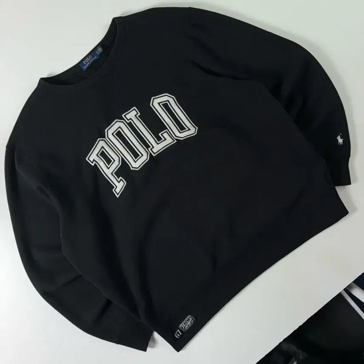 [BUNJANG] Polo Ralph Lauren Cotton Spell-Out Black Sweatshirt / Polo  폴로 랄프로렌 코튼 스펠아웃 블랙 맨투맨