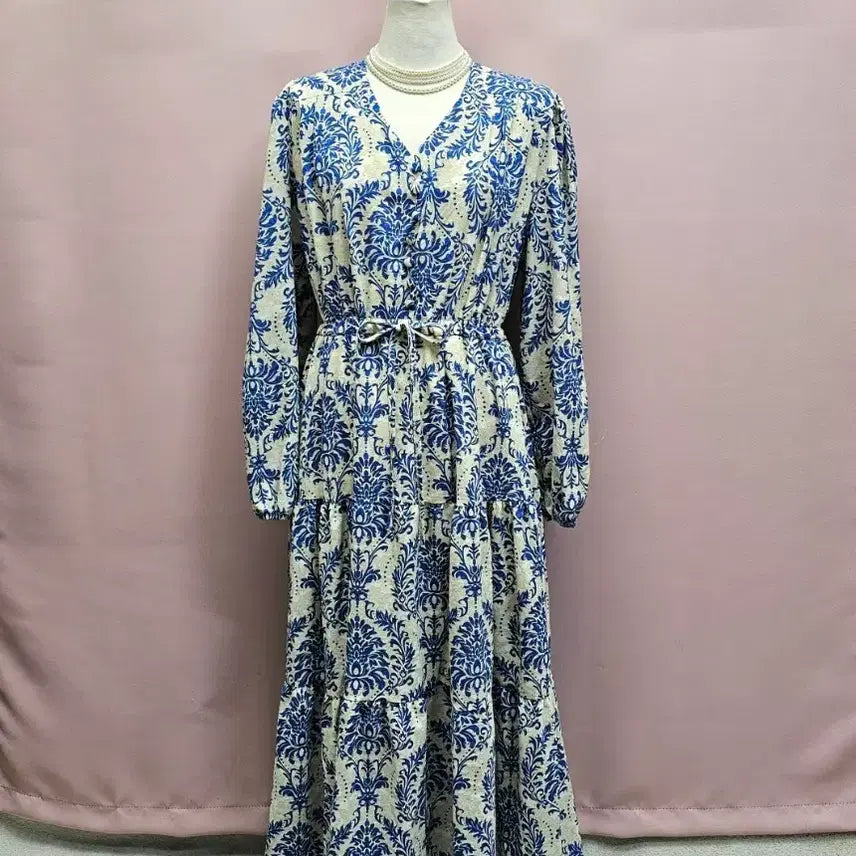 [BUNJANG] Ethnic Blue String Long Dress / 에스닉 블루 스트링 롱원피스