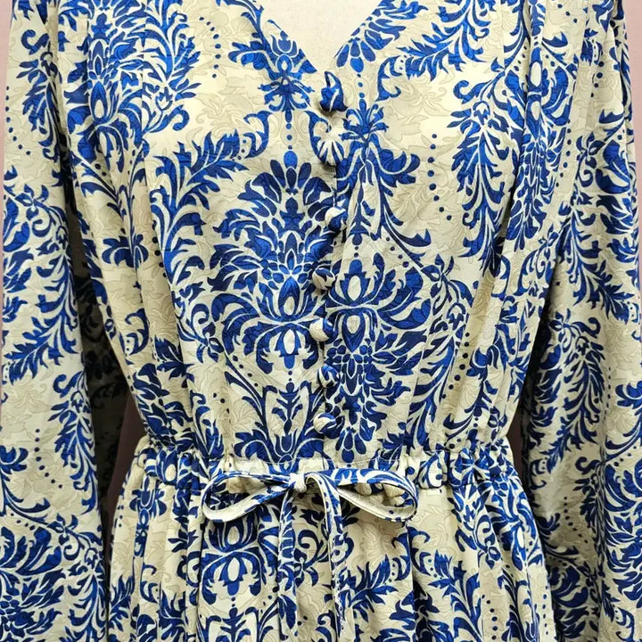 [BUNJANG] Ethnic Blue String Long Dress / 에스닉 블루 스트링 롱원피스