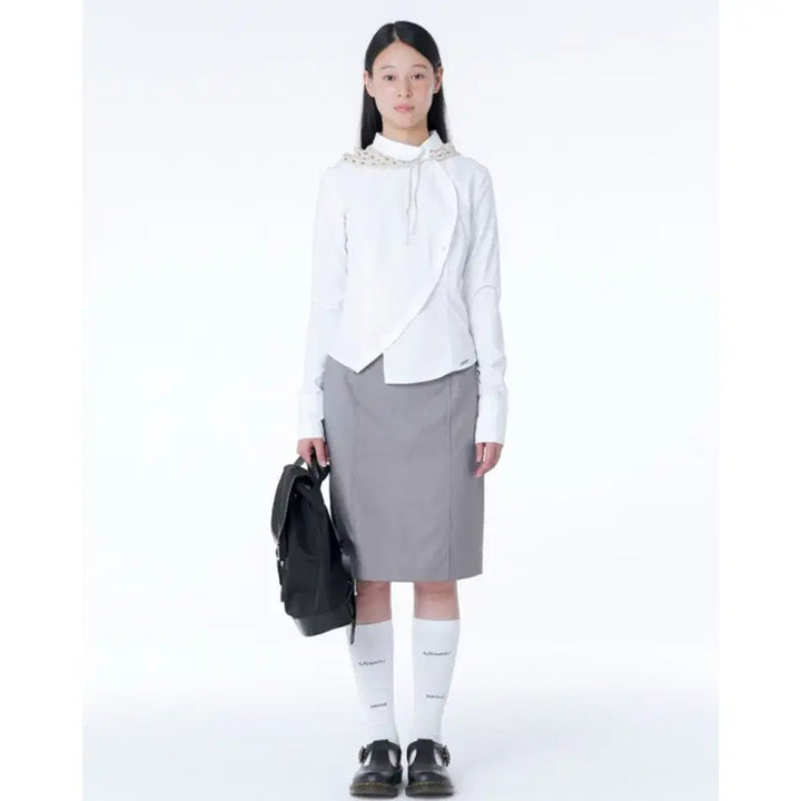 [SOLD OUT] [2] 미세키서울 버튼 셔츠 화이트 블라우스 언발란스