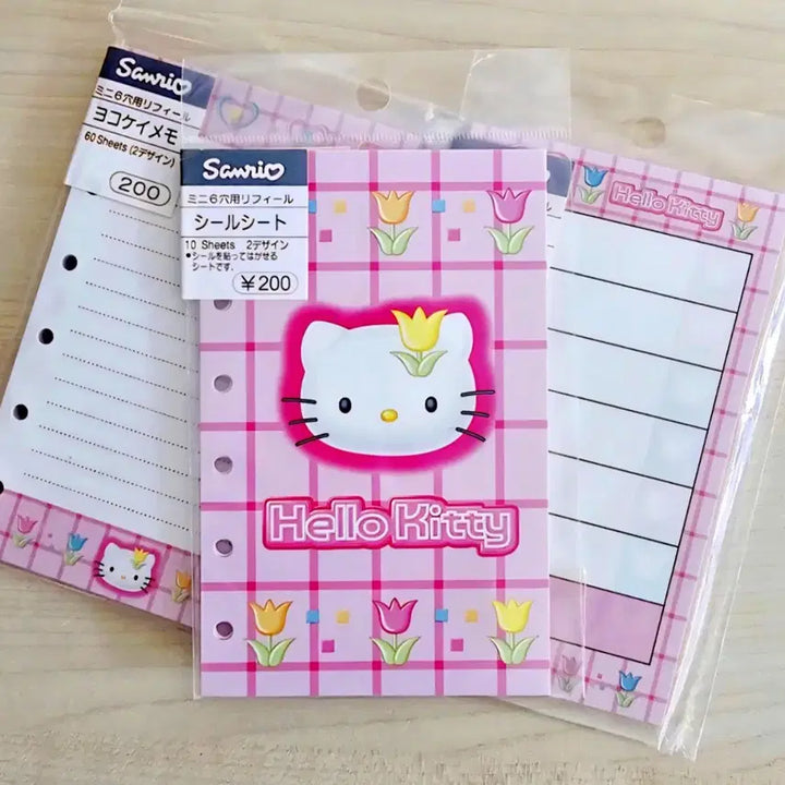 [BUNJANG] Tulip Kitty Diary 3-Piece Inner Pages Set / 튤립 키티 다이어리 속지3종세트, 키티다이어리속지, 키티 지퍼백 속지