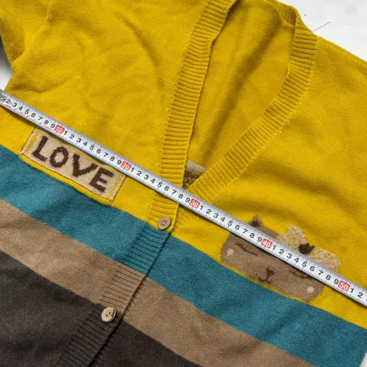 [BUNJANG] Color Block LOVE Embroidered Cardigan / 배색 포인트 LOVE 자수 가디건