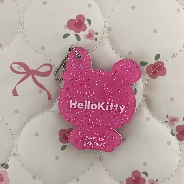 [BUNJANG] Hello Kitty Pink Teddy Bear Glitter Keyring Mirror / 고전키티 헬로키티 핑크 곰돌이 글리터 키링 슬라이드 미러