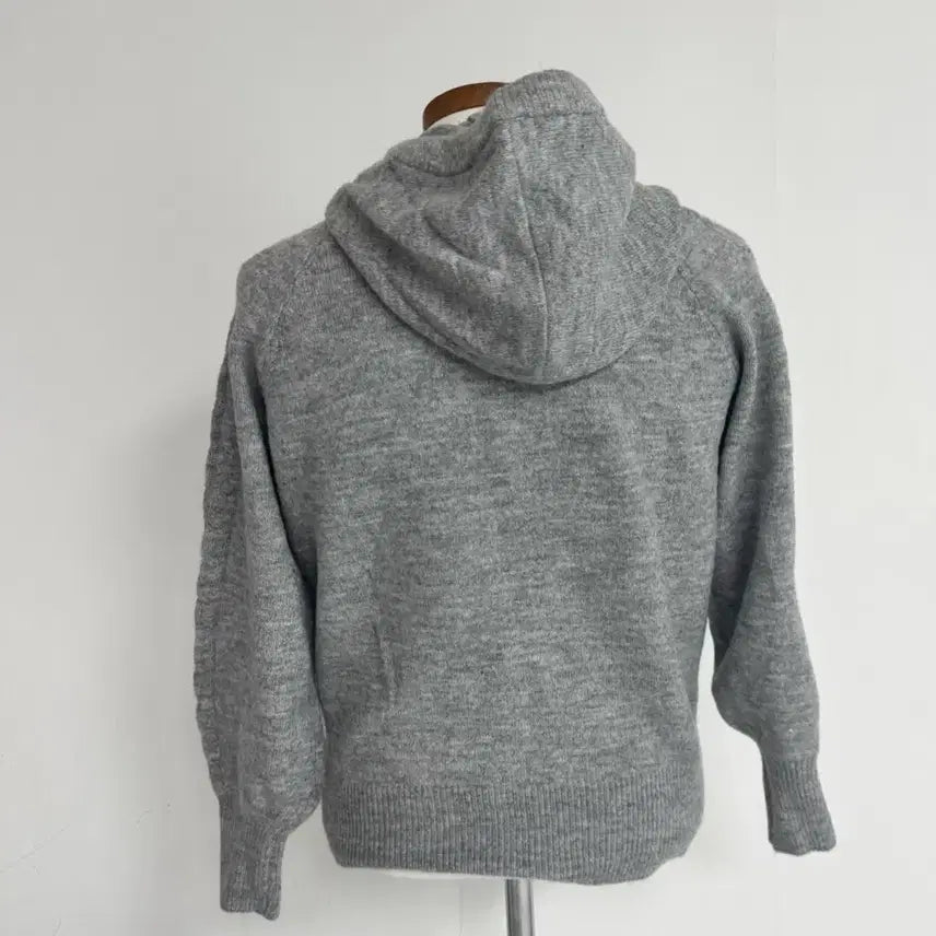 [BUNJANG] Gray Cable Knit Hooded Cardigan / 회색 꽈배기 니트 후드 가디건