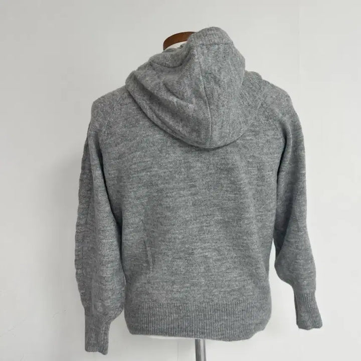 [BUNJANG] Gray Cable Knit Hooded Cardigan / 회색 꽈배기 니트 후드 가디건