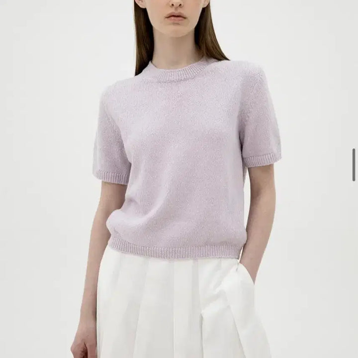 [BUNJANG] Reba Half-sleeve Boucle Knit Top - Lilac / 르바 Half-sleeve Boucle Knit Top