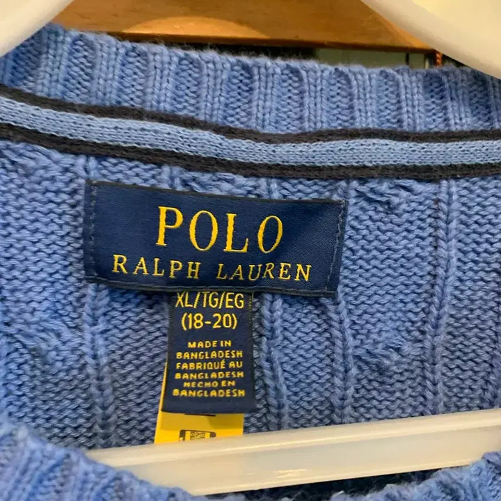 [BUNJANG] Polo Ralph Lauren Cable Knit Sweater / 폴로 랄프로렌 케이블 니트 하늘색