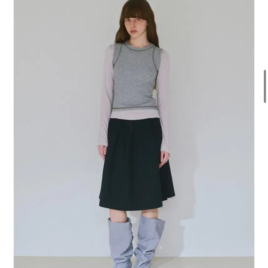 [BUNJANG] Milo Woman Cut-off Pleats Skirt Black / 밀로 우먼 컷오프 플리츠 스커트 블랙