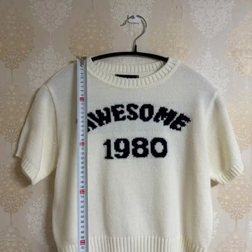 [BUNJANG] Ivory Knit Short Sleeve T-shirt / 반팔 니트 티셔츠 아이보리