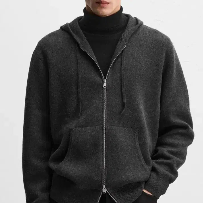 [BUNJANG] ZARA Cashmere Blend Knit Hooded Zip-up Gray XL / 자라 캐시미어 블렌드 니트 후드집업 그레이 XL
