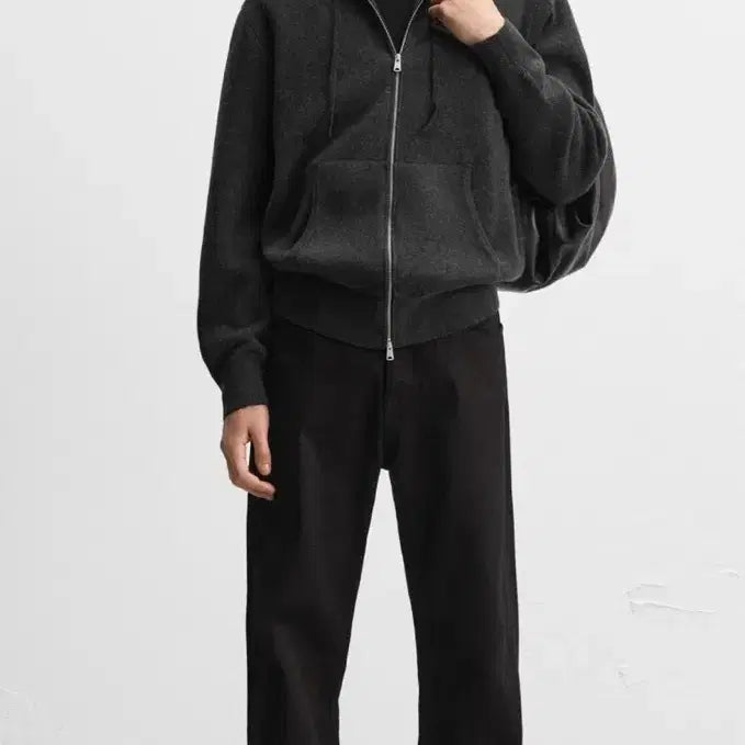 [BUNJANG] ZARA Cashmere Blend Knit Hooded Zip-up Gray XL / 자라 캐시미어 블렌드 니트 후드집업 그레이 XL