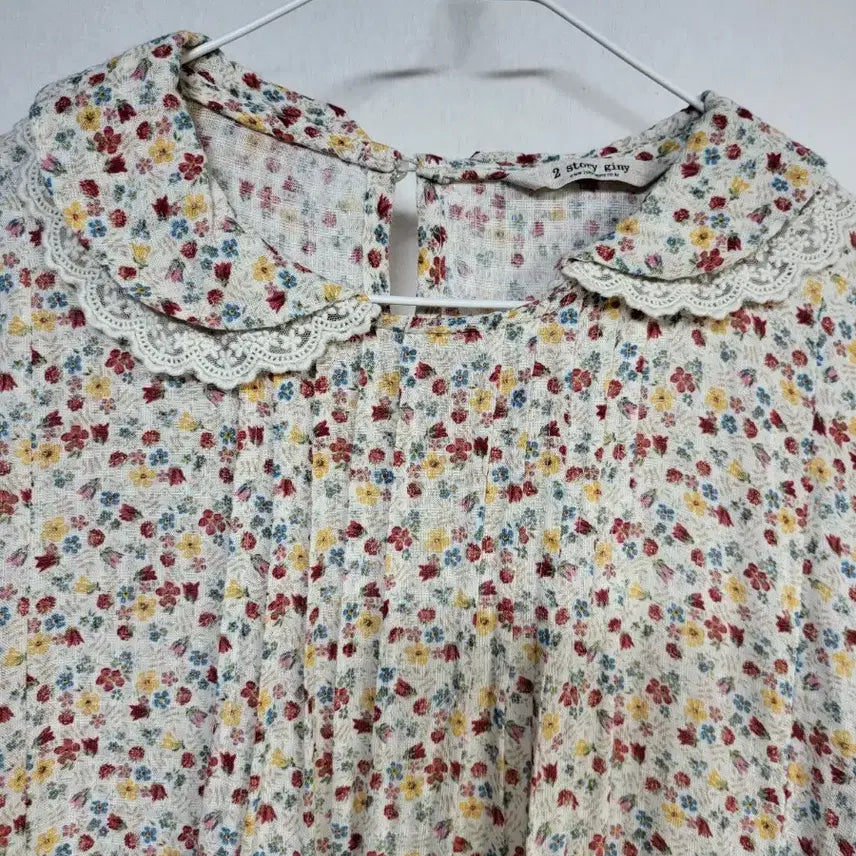 [BUNJANG] Floral Lace Cotton Dress / 면 플라워 카라 레이스 원피스 56-120
