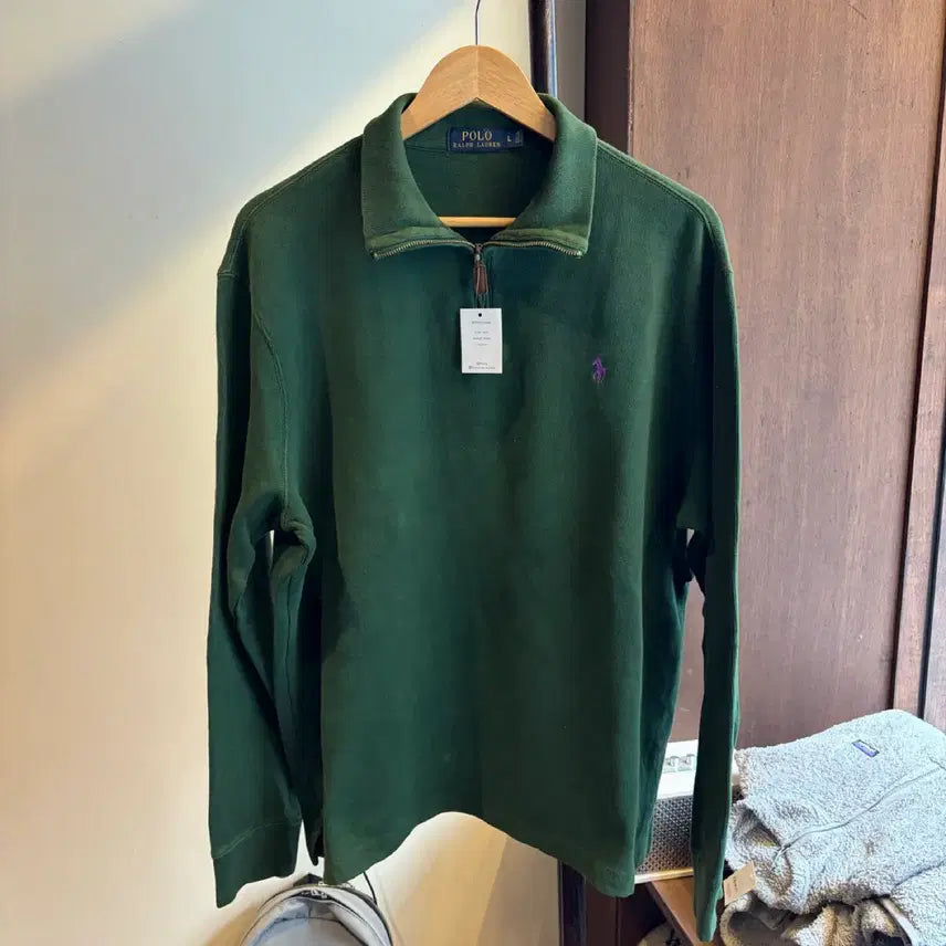 [BUNJANG] Polo Ralph Lauren Green Half-Zip Knit Sweater / 16351 - 폴로 랄프로렌 그린 반집업 니트
