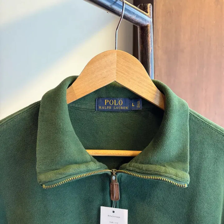 [BUNJANG] Polo Ralph Lauren Green Half-Zip Knit Sweater / 16351 - 폴로 랄프로렌 그린 반집업 니트