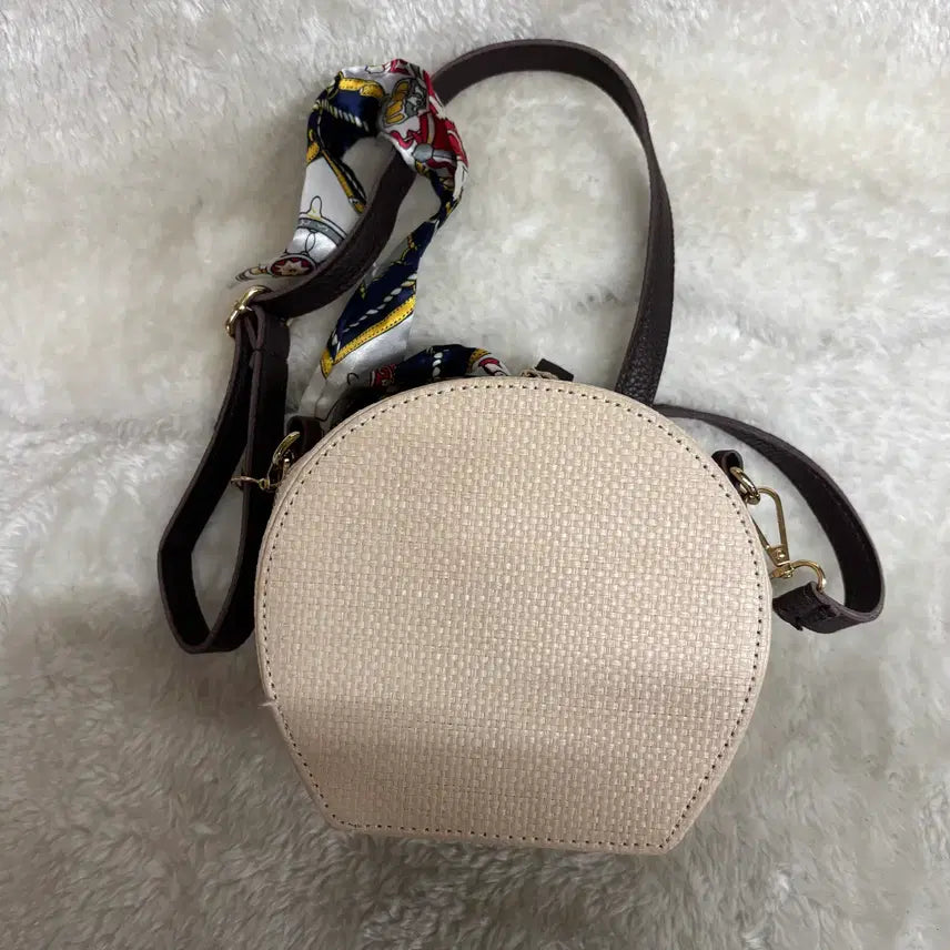[BUNJANG] Rattan Tambourine Bag Crossbody Bag / 라탄 스카프 탬버린 백 원형 크로스백