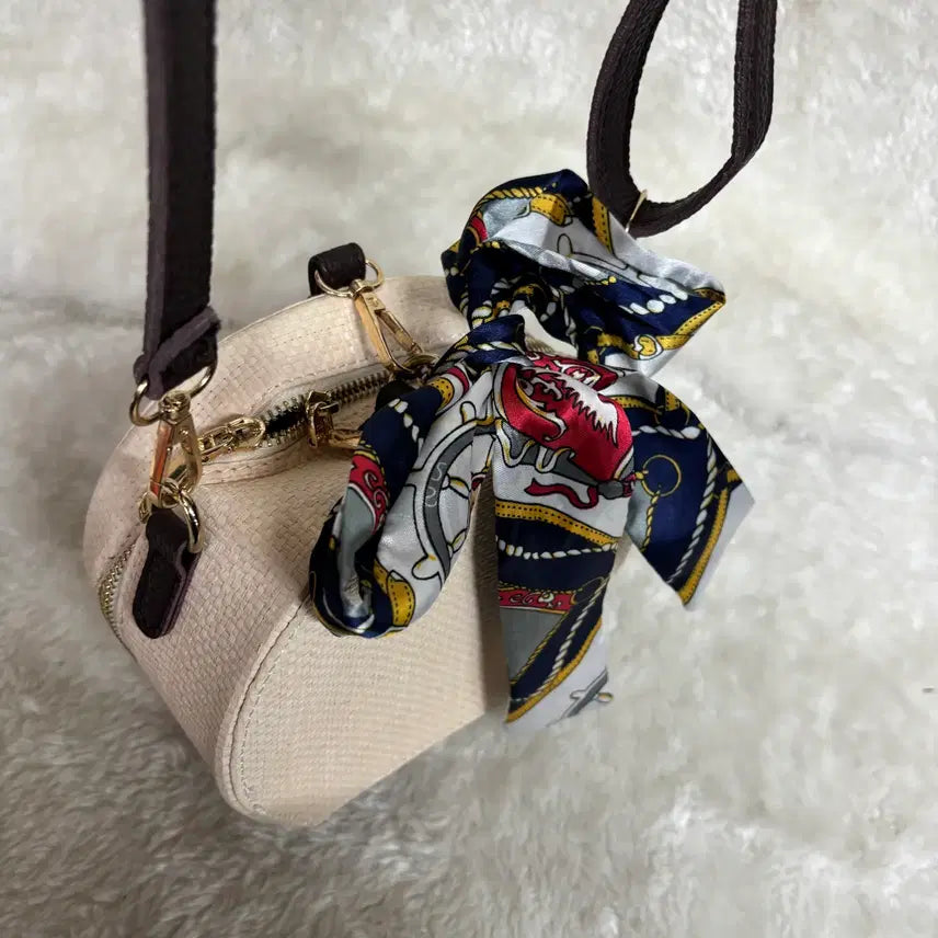 [BUNJANG] Rattan Tambourine Bag Crossbody Bag / 라탄 스카프 탬버린 백 원형 크로스백