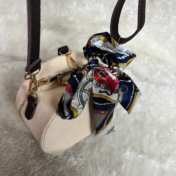 [BUNJANG] Rattan Tambourine Bag Crossbody Bag / 라탄 스카프 탬버린 백 원형 크로스백