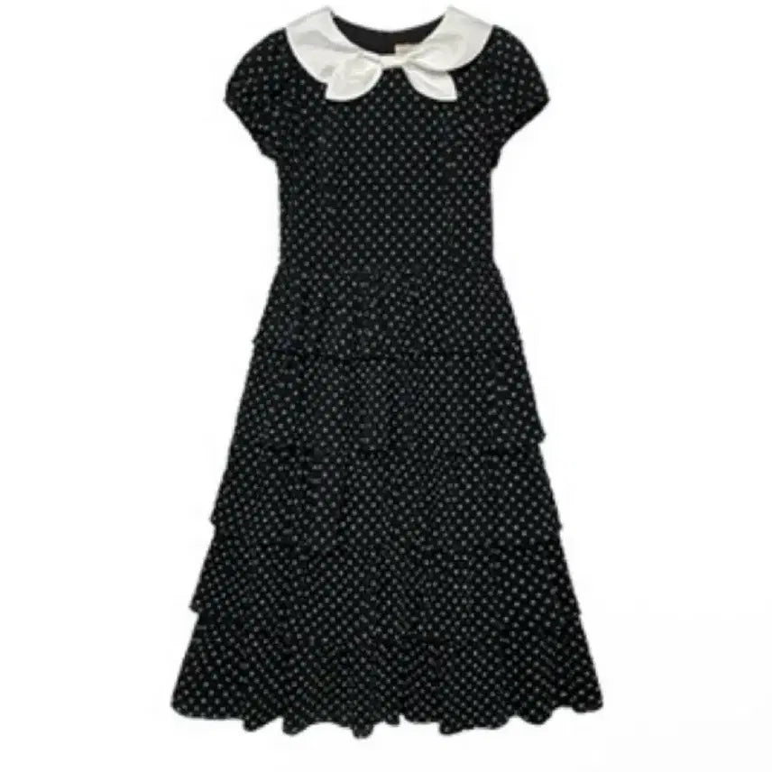 [BUNJANG] Hifiebe Dot Ruffle Dress / 히피베 도트 캉캉 원피스(리본 넥카라)