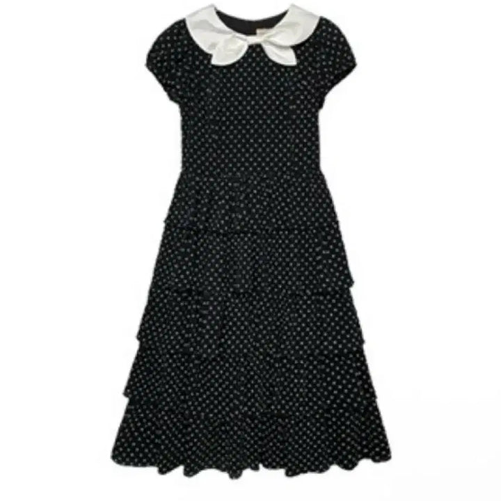 [BUNJANG] Hifiebe Dot Ruffle Dress / 히피베 도트 캉캉 원피스(리본 넥카라)