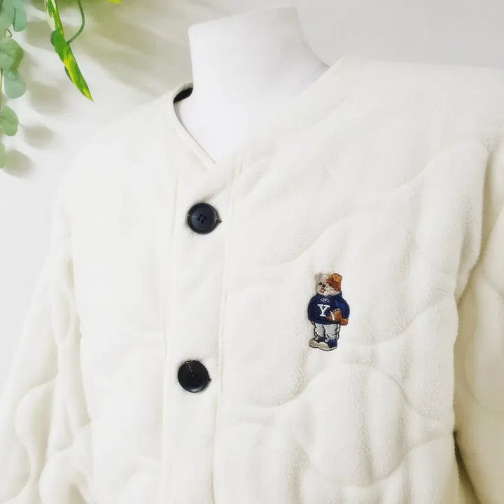 [BUNJANG] Yale Handsome Dan Quilted Fleece Cardigan (Ivory) / 예일 23FW 핸섬댄 퀄팅플리스 남성가디건 100 L 아이보리