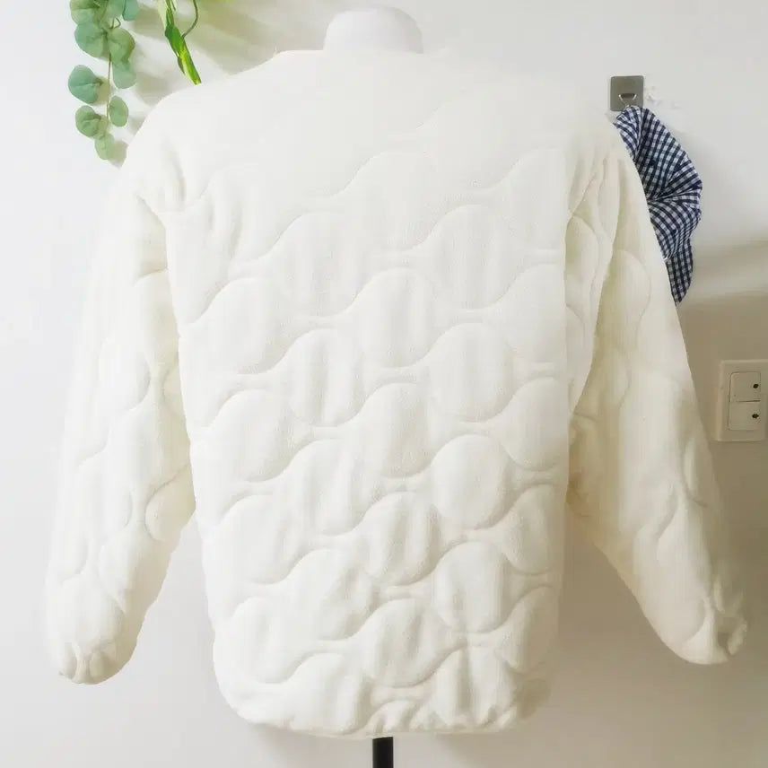 [BUNJANG] Yale Handsome Dan Quilted Fleece Cardigan (Ivory) / 예일 23FW 핸섬댄 퀄팅플리스 남성가디건 100 L 아이보리