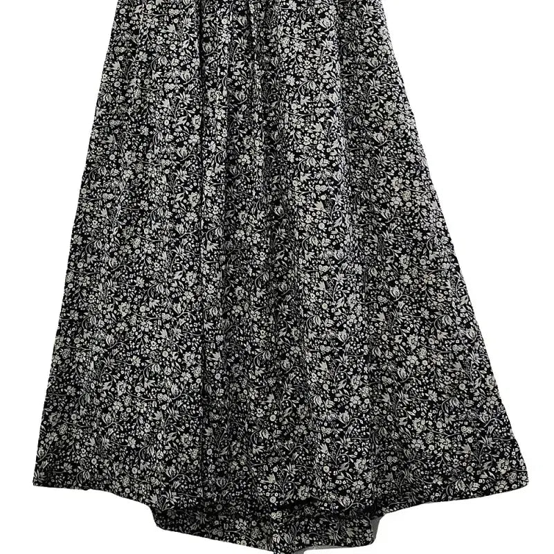 [BUNJANG] Vintage Cottage Flower Black Long Dress / 빈티지 코티지 플라워 블랙 롱 원피스 MADE IN JAPAN