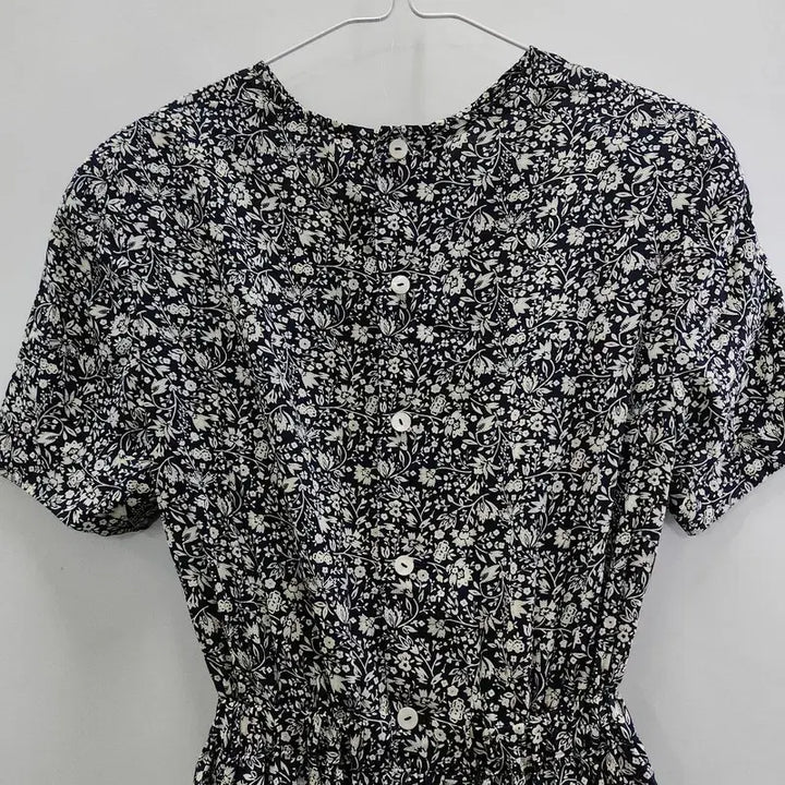 [BUNJANG] Vintage Cottage Flower Black Long Dress / 빈티지 코티지 플라워 블랙 롱 원피스 MADE IN JAPAN