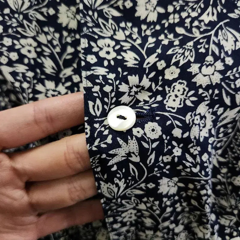 [BUNJANG] Vintage Cottage Flower Black Long Dress / 빈티지 코티지 플라워 블랙 롱 원피스 MADE IN JAPAN