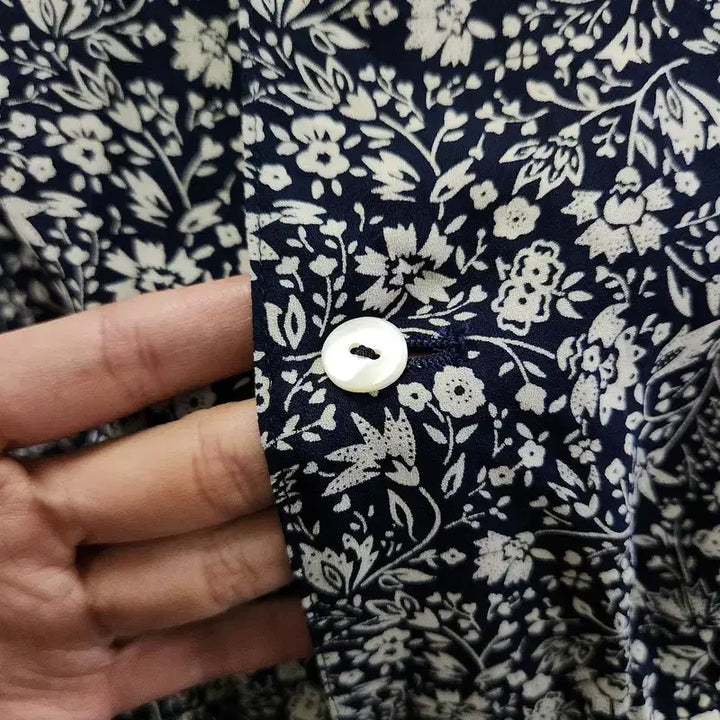 [BUNJANG] Vintage Cottage Flower Black Long Dress / 빈티지 코티지 플라워 블랙 롱 원피스 MADE IN JAPAN