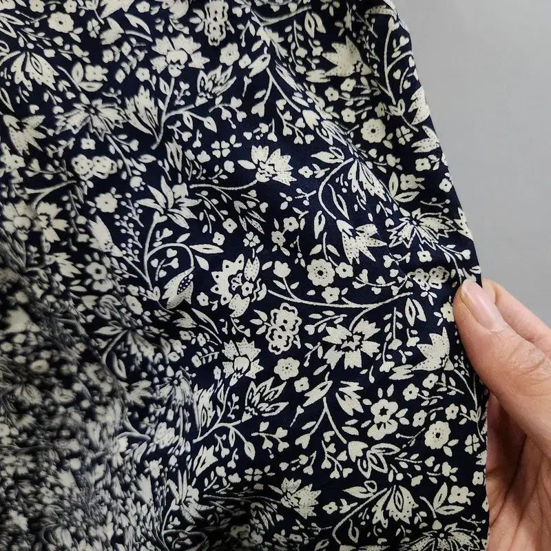 [BUNJANG] Vintage Cottage Flower Black Long Dress / 빈티지 코티지 플라워 블랙 롱 원피스 MADE IN JAPAN