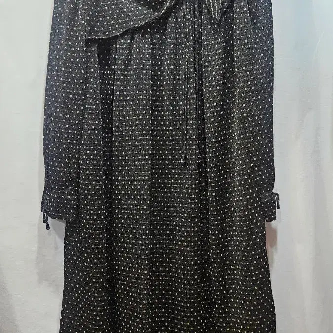 [BUNJANG] Vintage Black Polka Dot Frill Rayon Dress / 일본제 검정 골드 땡땡이   캉캉프릴 빈티지 원피스 ss1